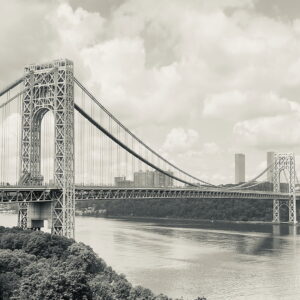 black & white photo of GWB- George Washington Bridge